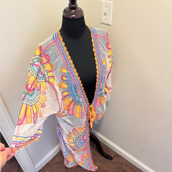 2 FOR $20 Shein Colorful Sunset Open Front Maxi Kimono Sheer Coverup ONE SIZE - Picture 5 of 8